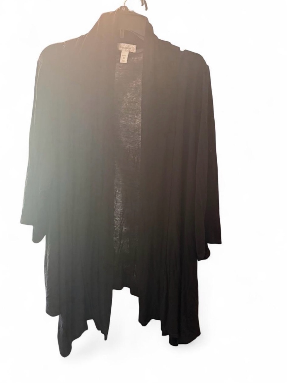 Dressbarn Roz & Ali Black Open Front Duster Cardigan Sweater Sz 3x